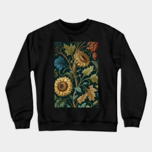 Floral Garden Botanical Print with Fall Gold Flowers Sunflowers and Leaves Crewneck Sweatshirt